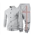 thumbnail image 6 of yuCgh Men's Casual Bomber Style Jacket and Jogger Pants Set, Two-Piece Athletic Outfit with Elastic Waist for Urban and Outdoor Wear,Light Gray XL, 6 of 8