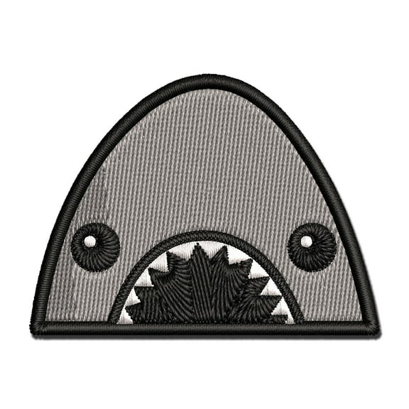 Peeking Shark Applique Multi-Color Embroidered Iron-On Patch - 2.5 Inch Small