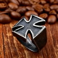 thumbnail image 3 of Men Iron Cross Ring Black Stainless Steel Gothic Fashion Jewelry Accessory Durable Antique Electroplating Type, 3 of 6