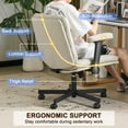 thumbnail image 4 of Falvinoryn 25.6" Wide Seat Office Chair, High Back Ergonomic Task Chair with Padded Adjustable Armrests and Double Cushion, Swivel Home Office Desk Chair for Office, Bedroom (Off-white), 4 of 10