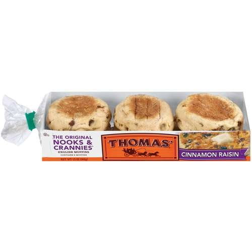 Thomas' Cinnamon Raisin 6 Ct English Muffins, 13 Oz Pack of 2