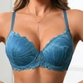 thumbnail image 5 of Kvture Women's Push Up Bra Lace Comfort Padded Plunge Underwire Bras Lift Up Blue Bra 70B, 5 of 9