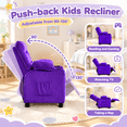 thumbnail image 6 of Pipleo Kids Recliner Chairs for Toddlers, Toddlers Recliner Chair with Cup Holder, Footrest, Side Pockets, Ergonomic Adjustable Velvet Kids Lounge Chair, Comfortable Recliner Chair for Boys Girls, 6 of 8