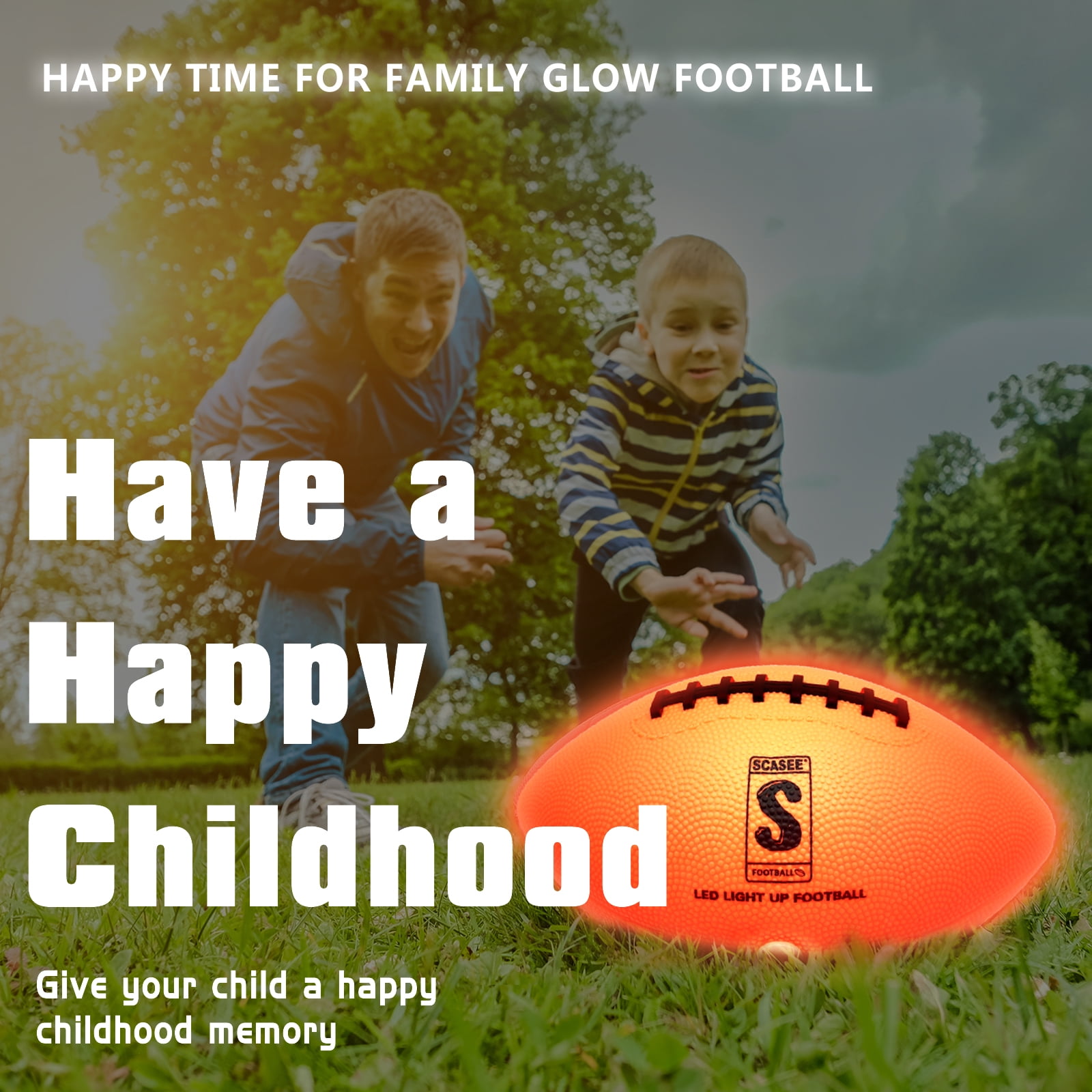 SCASEE Light Up Football - Youth Size 6 and Weight- Extra Pump and Batteries - Glow in The Dark Indoor or Outdoor Footballs with Bright Waterproof LED for Youth,Teen Boys and Girls
