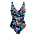 thumbnail image 5 of One Piece Swimsuits for Women Low Back Tummy Control Bathing Suits Front Cross Knot Ruched Full Coverage Swimwear Multicolor,S, 5 of 6