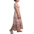 thumbnail image 3 of Vestido largo ACCPUR para mujer, estilo bohemio, floral, cuello en V, con bolsillos, 3 of 7