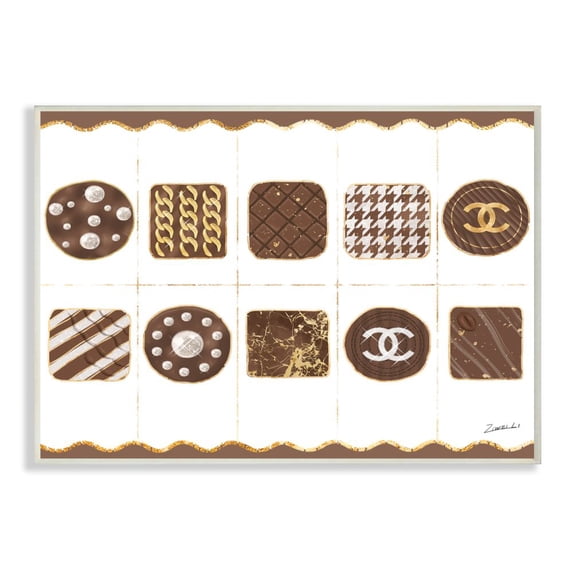 Stupell Industries Fashion Brand Candy Box Gold Glam Design Graphic Art Unframed Art Print Wall Art, 13x19, by Ziwei Li