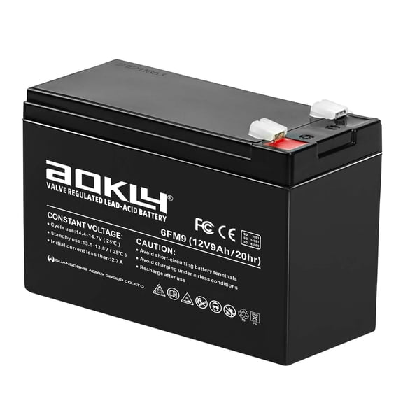 12V 9Ah Battery, Replacement Sealed Lead Acid 12 Volt 9 AH Rechargeable 6FM9 SLA AGM Battery, F2 Terminals
