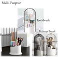 thumbnail image 5 of Sliding Lid Toothbrush Organizer,360° Rotating 3 Slots Bathroom Organizer Countertop,Concealed Vanity Makeup Brushes Holder,Gray, 5 of 8