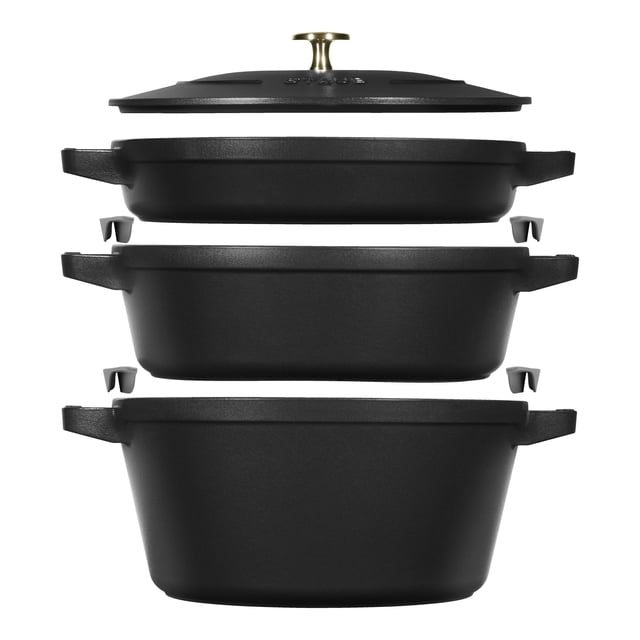 STAUB Ensemble Empilable Ensemble Empilable Moyen 4 Pcs Fonte, Noir