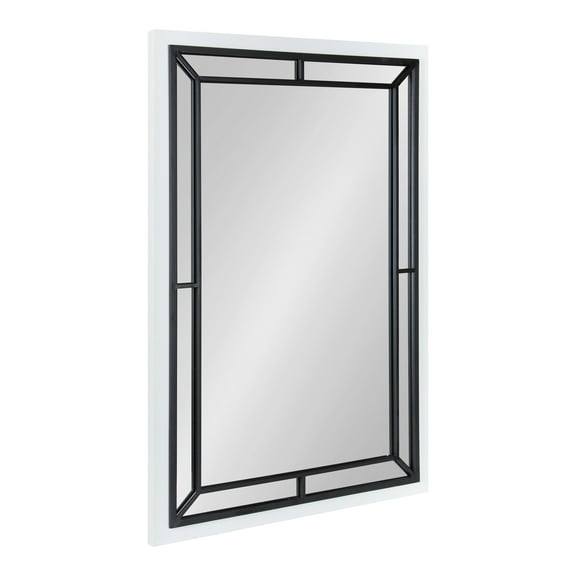 Kate and Laurel Audubon Modern Rectangle Wall Mirror, 24 x 36, White, Coastal Farmhouse Mirror for Wall