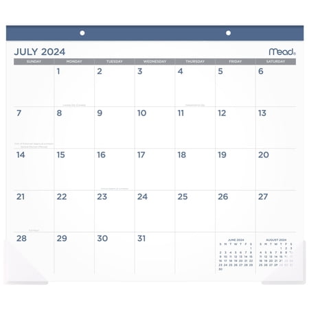 Mead Core Academic Monthly Desk Pad, 21 3/4" x 17", White, July 2024 - June 2025 (WAM4073825)