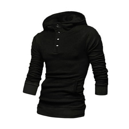 Download Men Pullover Long Sleeve Kangaroo Pocket Casual Hooded T ...