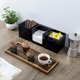 thumbnail image 3 of Organizador para condimentos de café y té con 3 compartimentos extraíbles, hecho de acrílico negros translúcido y bandeja decorativa de madera maciza, juego de 4 piezas, 3 of 8