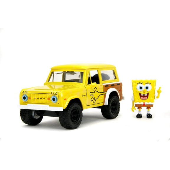 Jada Toys 1:24 Scale Die-Cast Play Vehicle 1972 Ford Bronco With SpongeBob SquarePants Figure