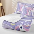 thumbnail image 4 of Manfei Kawaii Unicorn Twin Quilt Set,White Cloud Print Twin Coverlet Set,2pcs, 4 of 7