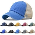 thumbnail image 6 of Men Trucker Hat Washed Cotton Mesh Back Baseball Cap Adjustable Solid Dad Hats, 6 of 11