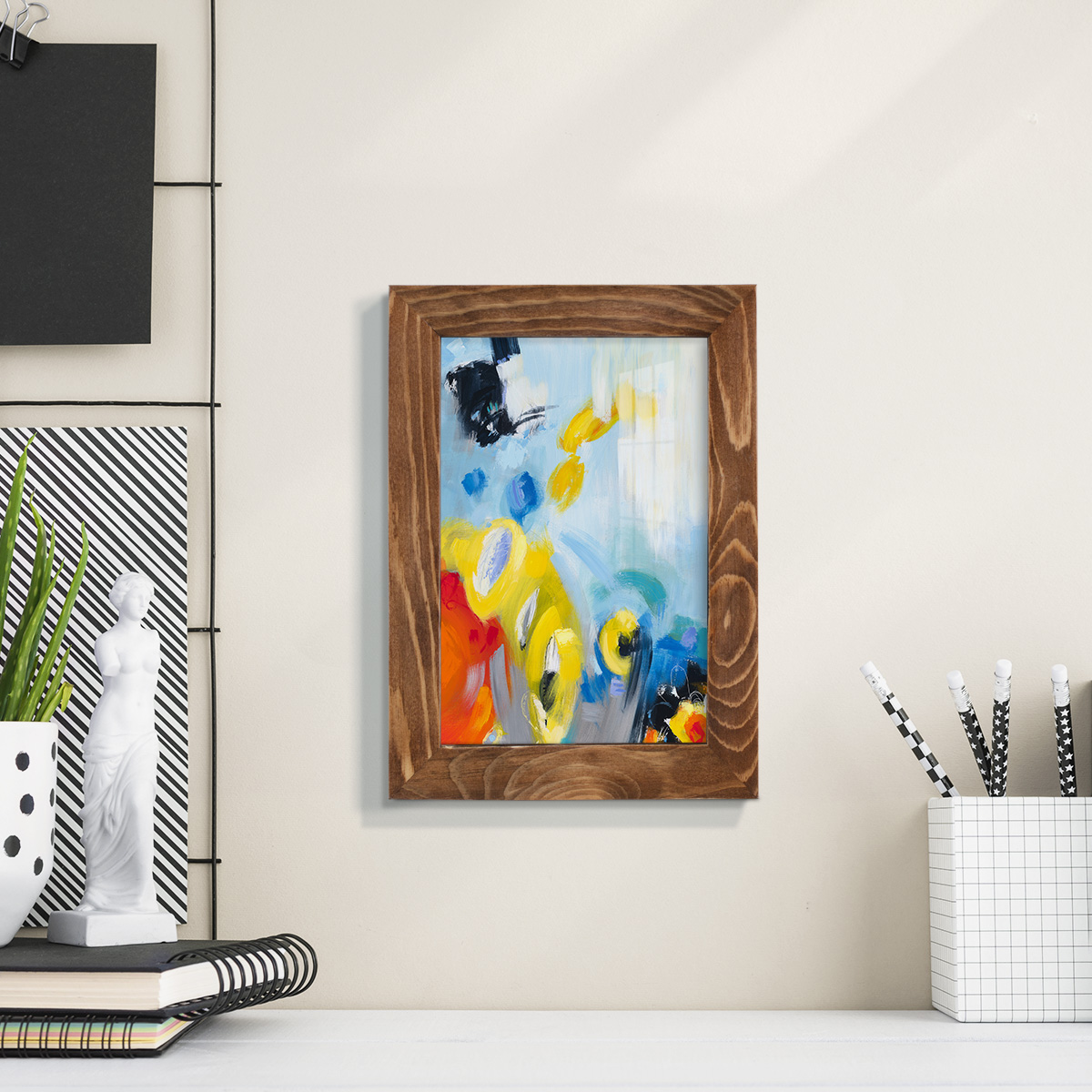 In the Loop III -Framed Print w/glass-Walnut