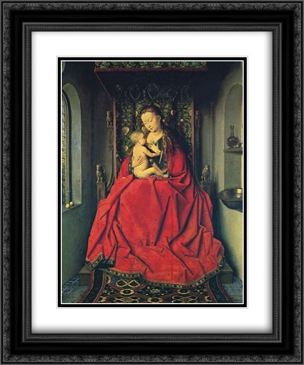 Lucca Madonna 2x Matted 20x24 Black Ornate Framed Art Print by Van Eyck ...