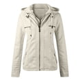 thumbnail image 1 of Simua Fashion Faux Leather Jacket for Women Motorcycle Coat for Biker with Removable Hood, 1 of 7