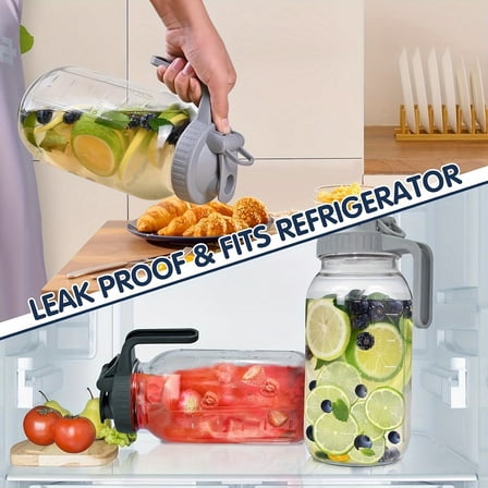 2PCS 64oz Sun Tea Jars - Half Gallon Mason Jars with Wide Mouth & Airtight Leak-Proof Lids | For Iced Tea, Cold Brew Coffee, Water & Juice | Perfect Holiday/Birthday Gift