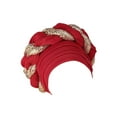 thumbnail image 1 of Turban Africain pour Femmes, Foulard à Sequins, Turban pour Filles Musulmanes, Bonnet Rouge, 1 of 7