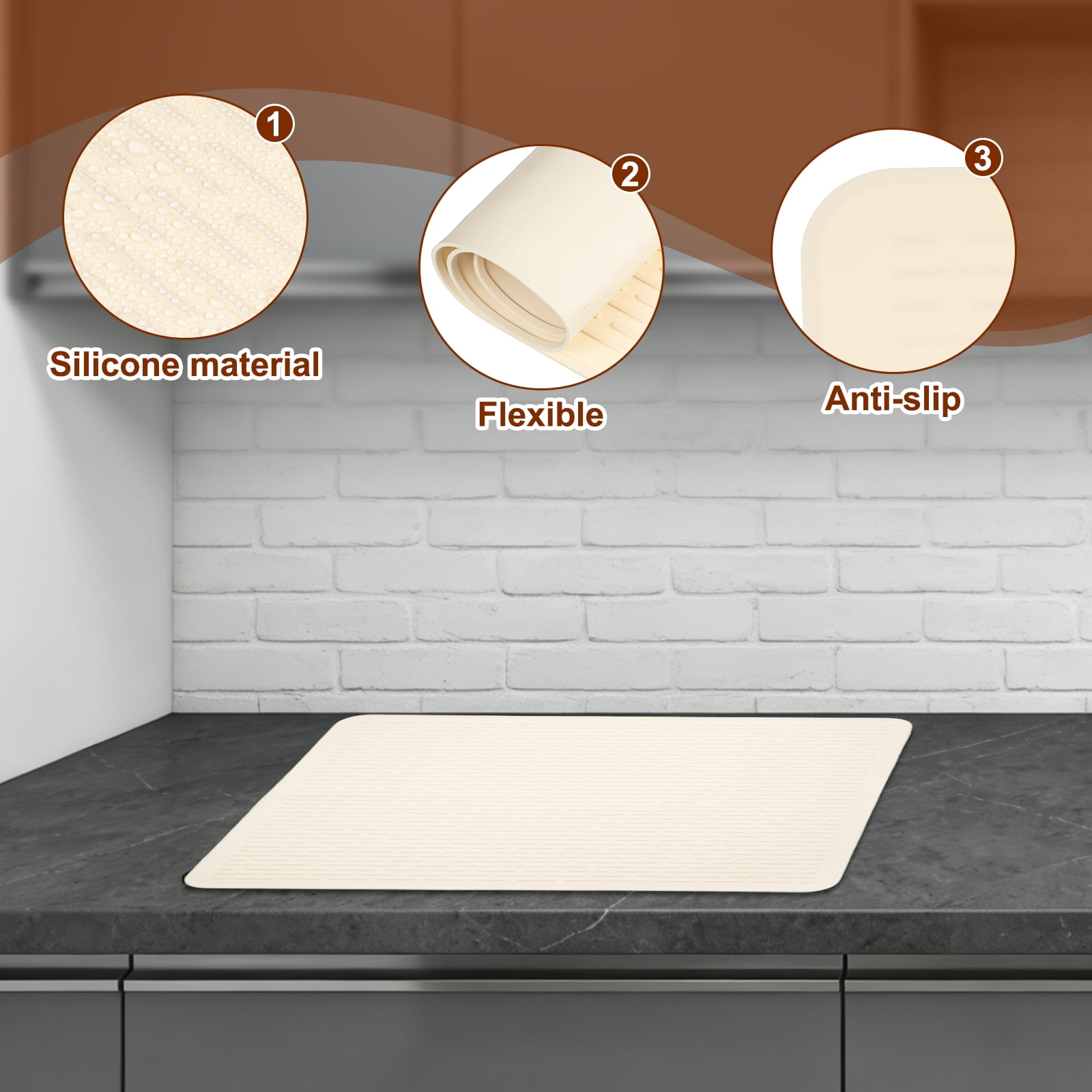 Uxcell 28 x 20 Inch Stove Top Cover for Electric Stove, 1Pcs Silicone Stripe Mat for Glass Top Cover Non-Slip Glass Cooktop Protector for Kitchen Oven Dish Drying Mat, White