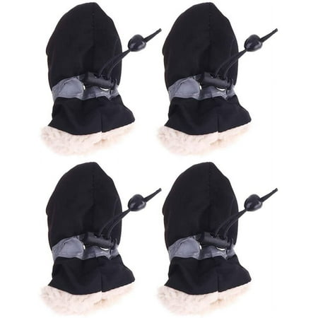 4pcs Dog Shoes Anti-Skid Pet Shoe Rain Boots Dog Foot Cover Thick Plush Dog Boots Paw Protector Soft Sole Pet Shoes (Black Size 3ï¼\u2030