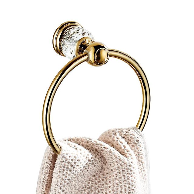 Toallero de cristal, toallero dorado para baño, toallero redondo para decoración de pared