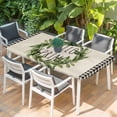 thumbnail image 2 of Farmhouse Green Garland Table Cloths for 5 Foot Rectangle Tables, Spring Vintage Black Plaid Beige Patio Waterproof Elastic Fitted Tablecloths, Washable Rectangular Table Cover for Camping, 2 of 8
