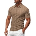 thumbnail image 5 of Namayuj Ribbed Knit Solid Polo Shirts for Men Short Sleeve Tops Slim Fit Casual Breathable Fabric Business Office Wear Khaki XXL, 5 of 8