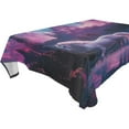 thumbnail image 2 of 54x72 Inch Tablecloth Polyester Square Tablecloth for Home Kitchen Dinner Decor White Unicorn and Castle, 2 of 9