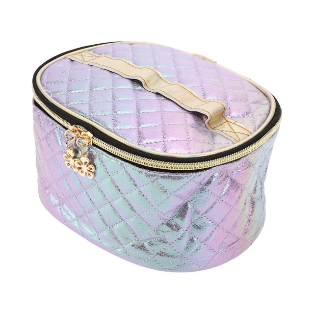 Ofertas Únicas 1 Pc Bolsa de Maquillaje Duradera para Mujeres para Vacaciones y Actividades al Aire Libre PU Púrpura