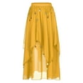 thumbnail image 5 of TiaoBug Womens Arabian Belly Dance Dress Outfits Flare Sleeve Crop Top with Chiffon Skirt Set Yellow One Size, 5 of 7