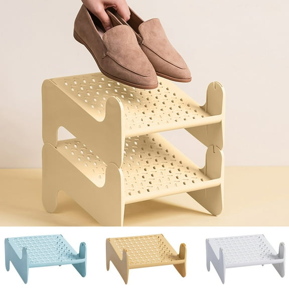 Space Saving Home Shoe Storage Rack, Shoe Cabinet Organizer, Plastic Material, Stackable Design, for Entryway Closet, Dorm Room, Rental Slippers, Dark Gray, by FAJHHA