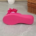thumbnail image 5 of Women's Wedge Slide Sandals Summer Casual Thick Sole Platform Mules with 3D Floral Accent Peep Toe Design Solid Color Slip On Heeled Sandals for Beach Daily Walking Outdoor Use, 5 of 10