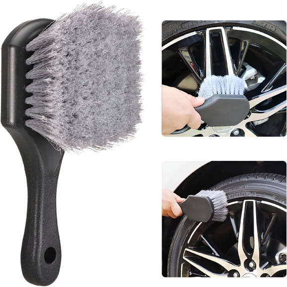 ACDANC Tire Brush Wheel Cleaner Brush,Soft Bristle Cleaning Brush,Car Wash Brush Clean Tires&Wheel,Short Handle for Easy Scrubbing