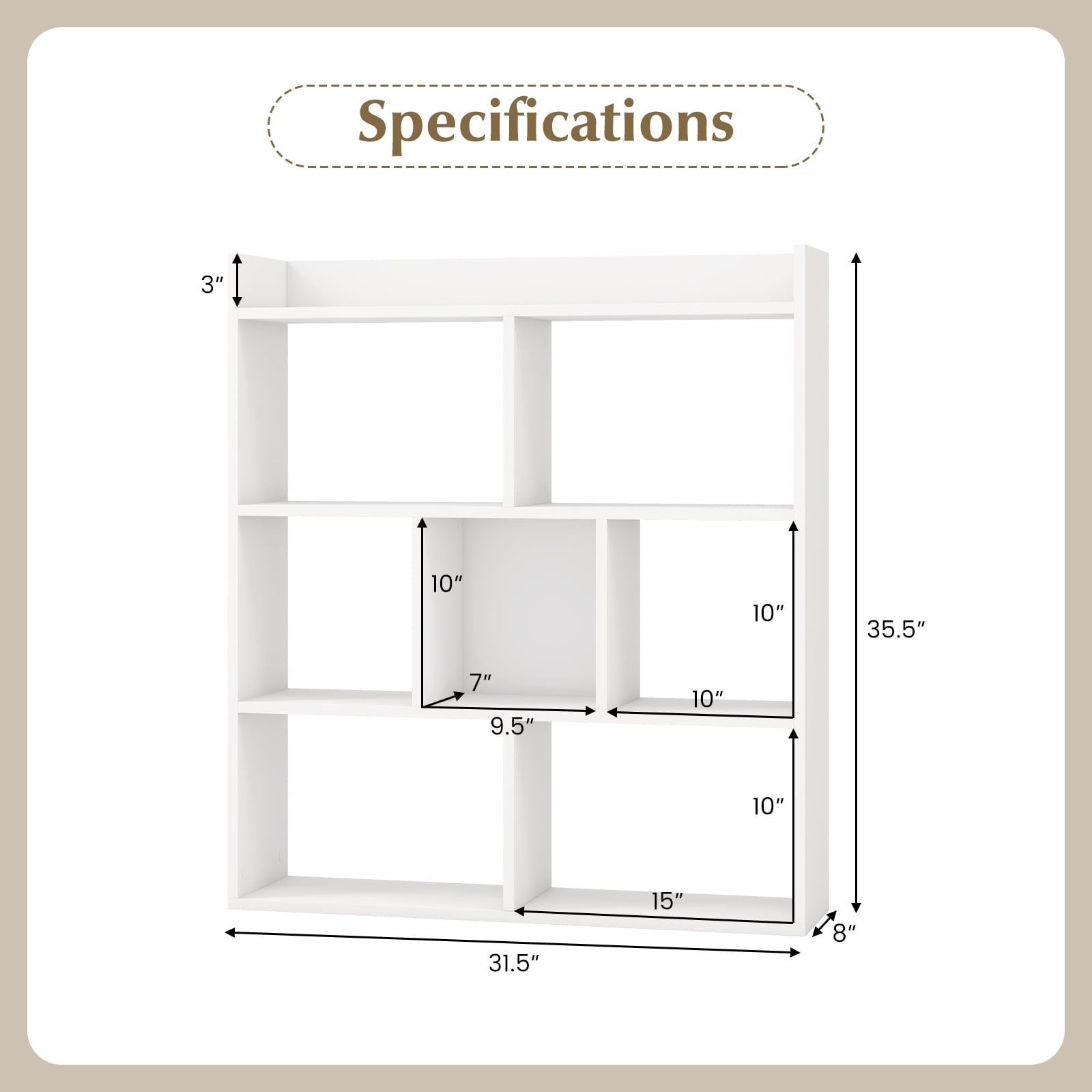 Giantex 7 Cube Bookshelf, Free-Standing Wooden Bookcase, 4 Tier Home Display Shelf, Horizontal Storage Unit for Home