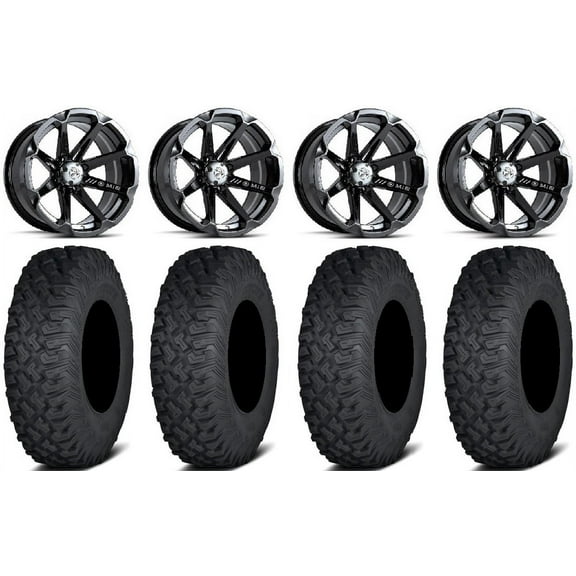 MSA Black Diesel 15" UTV Wheels 32" Coyote Tires Polaris RZR XP 1000 / PRO XP / Ranger XP 900/1000