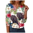 thumbnail image 5 of GEWSEY 4Th of July Shirts Women 3/4 Sleeve Crewneck Cute Shirts Casual Print T Shirt (Hot Pink, XL), 5 of 8