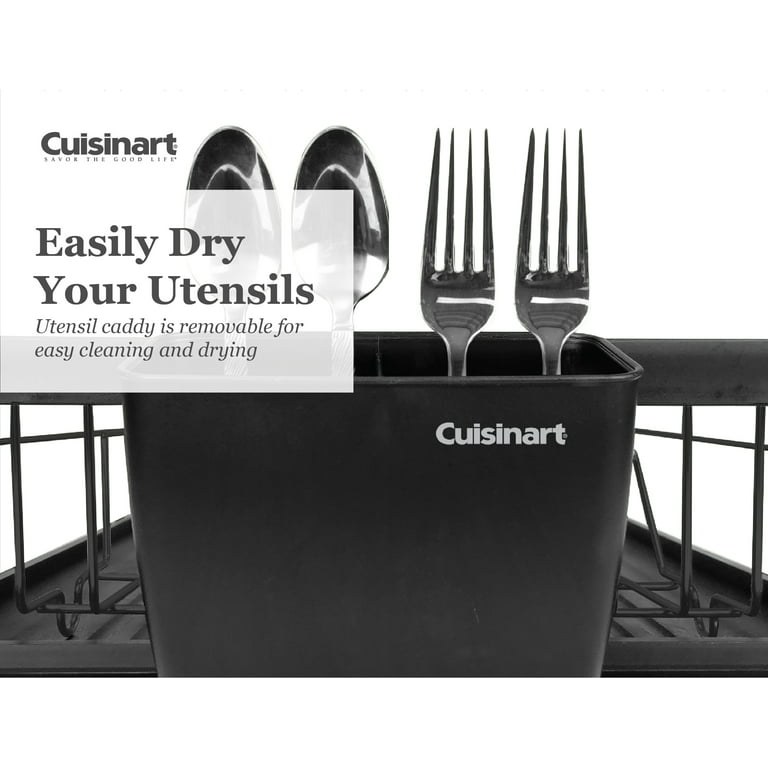 Cuisinart Wire Dish Drying Rack and Tray Set with Utensil Caddy and  Draining Board – Matte Black