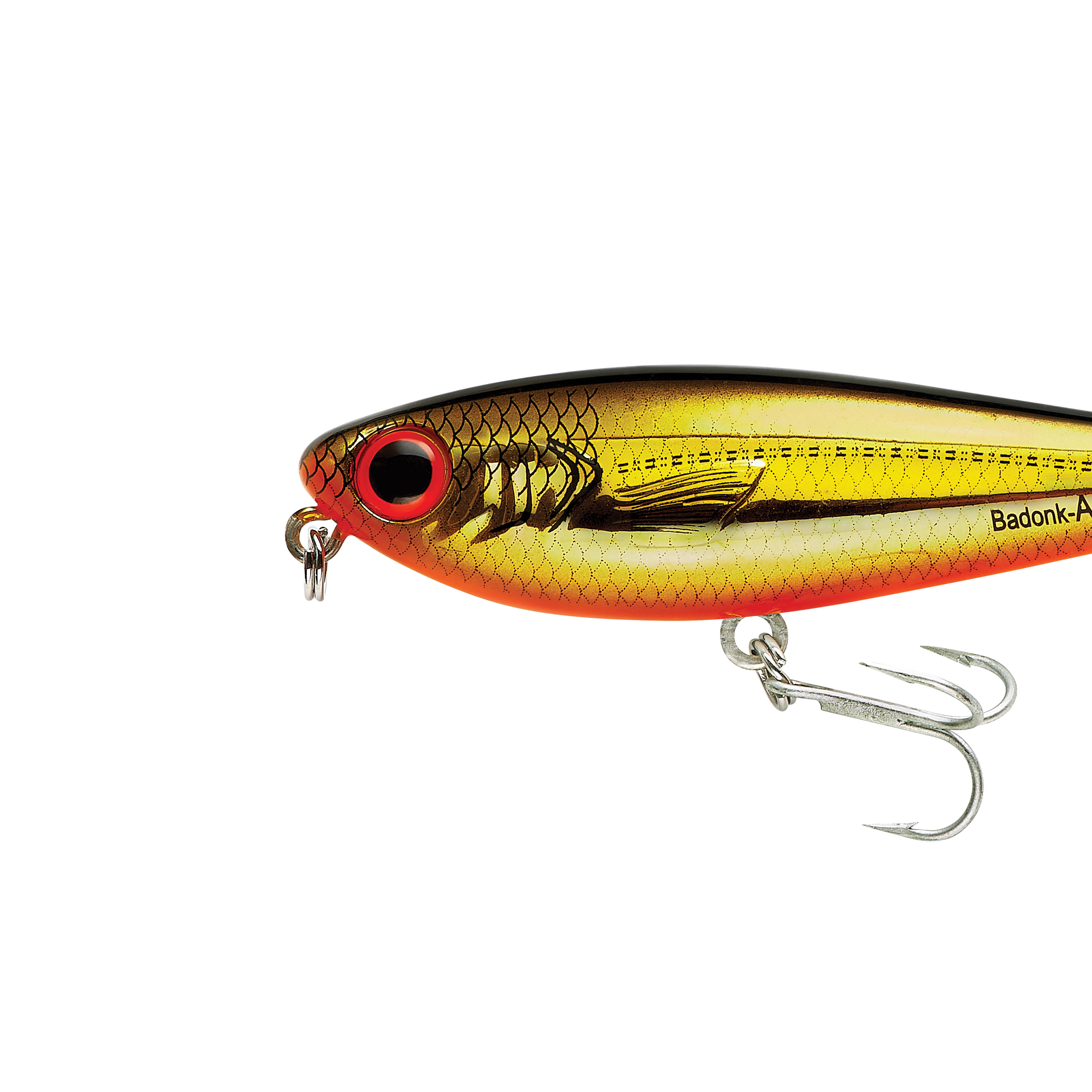 Bomber Badonk-A-Donk High Pitch Hard Baits 3 1/2" Gold Blk Back Ong Bly 1/2 oz.
