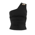 thumbnail image 3 of Women's Sleeveless One Shoulder T-Shirt Tops Solid Color Fashion Slim Fit y2k Tee Tops, 3 of 3