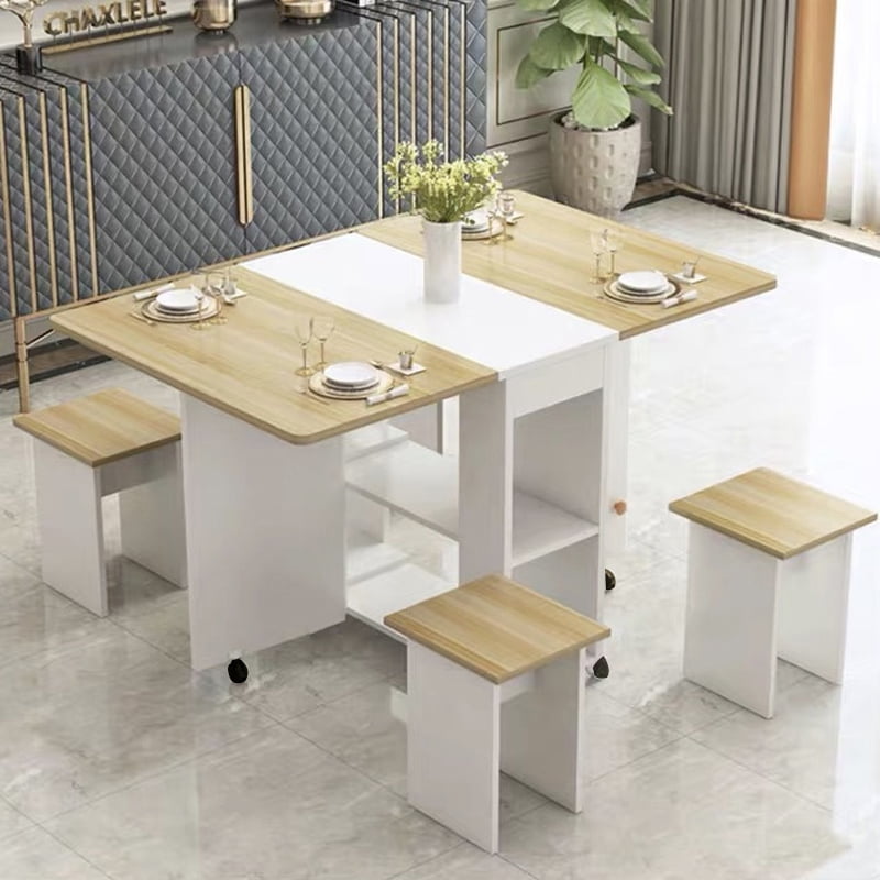 5 Piece Dining Table Set Modern Set For 4 Chairsspace Saving Folding