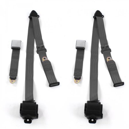 SafeTBoy Airplane 3 Point Charcoal Retractable Bucket Seat Belt Kit with 2 Belts for 1955-1956 Ford