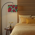 thumbnail image 6 of 2pcs Set Drum Lampshades (13"x 13"x 10"), Vintage Red Roses Turquoise Detailed Linework Fabric Large Replacement Shades for Table, Floor, and Pendant Lamps, Simple Assembly Needed., 6 of 8