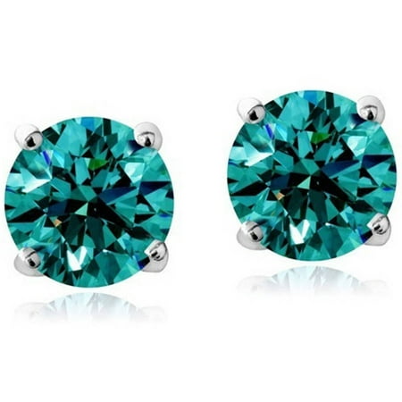A&M Sterling Silver Kid's Birthstone Earrings, March, Aquamarine