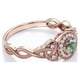 thumbnail image 3 of JeenMata Anillo Compromiso Art Déco 0,58 ct Ágata Verde Musgo Natural Corte Redondo Halo Moissanita Milgrain Baño Oro Rosa 18K sobre Plata, 3 of 6