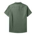 thumbnail image 6 of Men's Short Sleeve Shirt With Collar Casual Loose Fit Breathable Business Top 95% Cotton 5% Spandex Solid Color Daily Home | Zenithor,Army Green L, 6 of 9