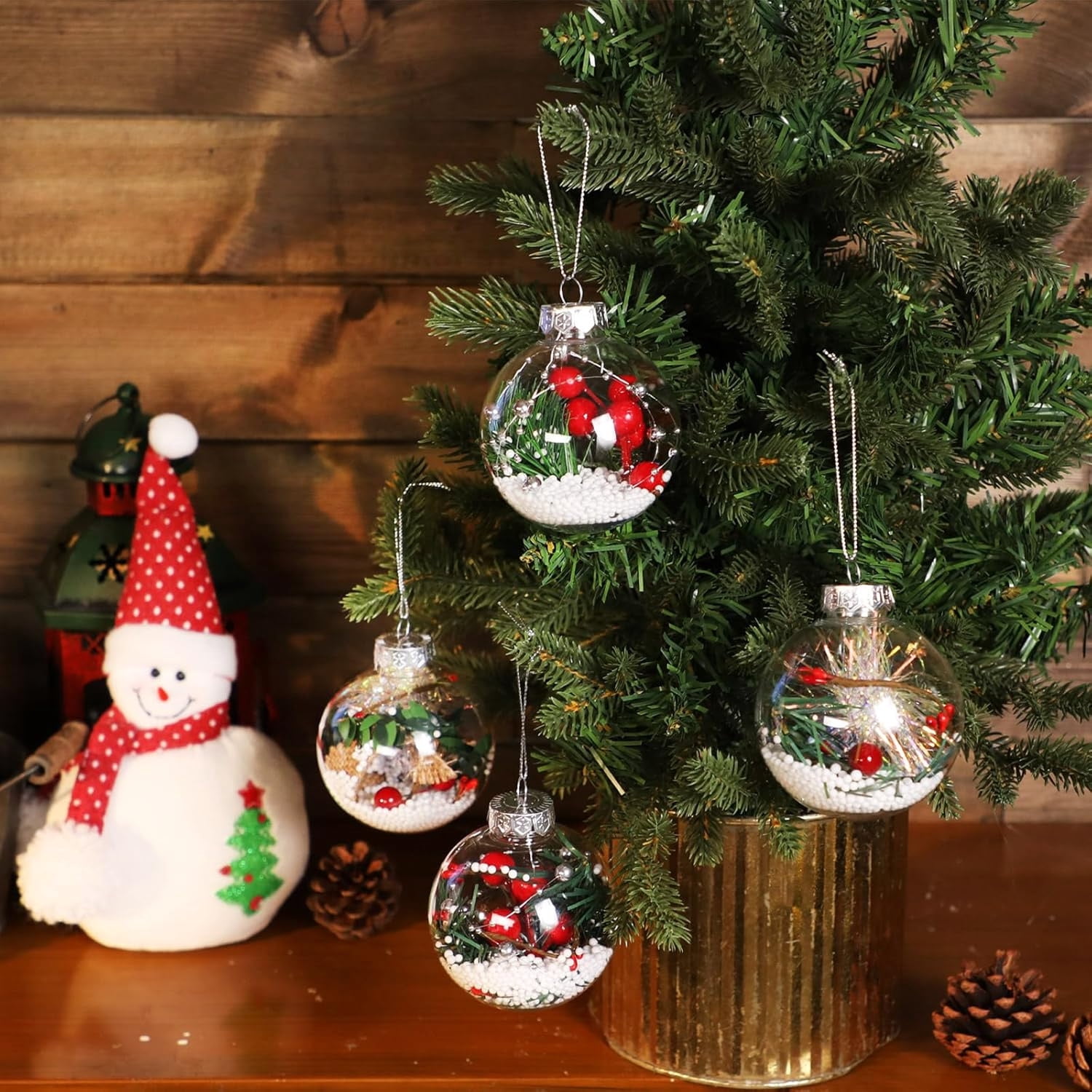 Clear Plastic Ornaments,Transparent Christmas Balls,Fillable Sphere Ornament,Circle Festival Hanging DIY Balls for Xmas Tree,Wedding,Birthday,Crafts,Party,3.15 in/24 Pcs